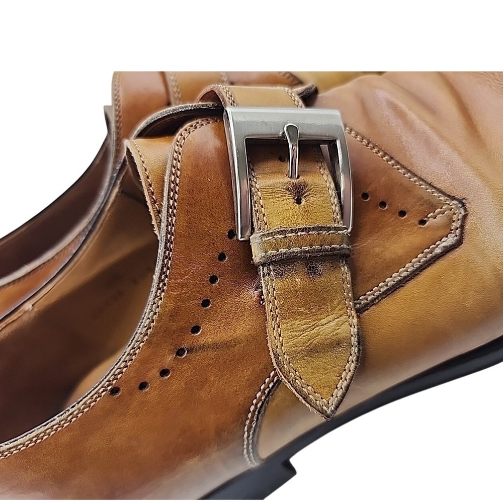 Magnanni Mallory Brown Leather Monk Strap Dress Shoe Slip On Loafers Size 9 - Picture 8 of 11